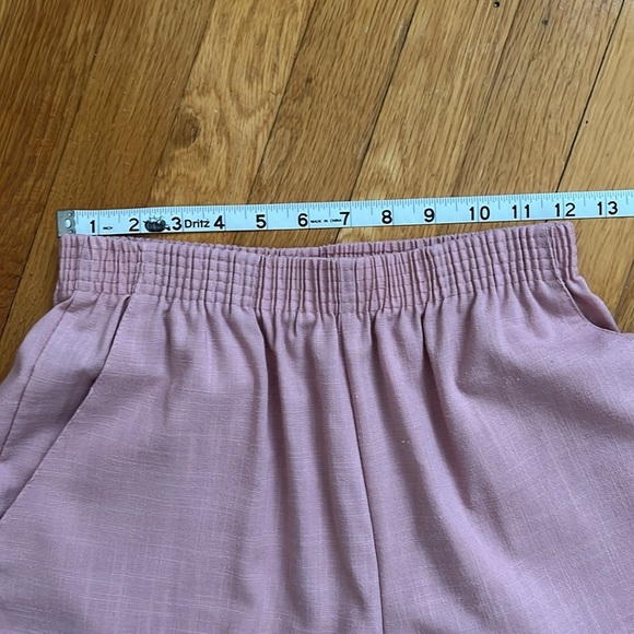 Vintage Dusty Rose Pink Elastic Waist Pleated Easy Summer Pants Trousers - Picture 9 of 12